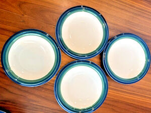 Pfaltzgraff Ocean Breeze 8" Side Dish Dessert Salad Plates Set of 4 Blue Rim